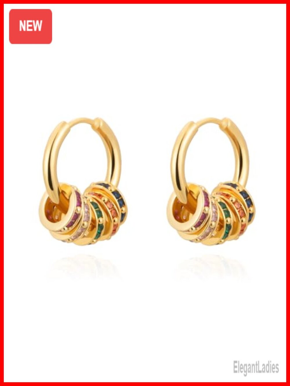 14K Gold Plated Small Huggie Dangle Earrings with Pearl